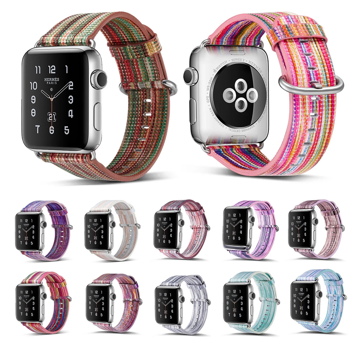 Ремешок для часов Apple Watch цветной ремешок из натуральной кожи в полоску 1/2 мм|band for