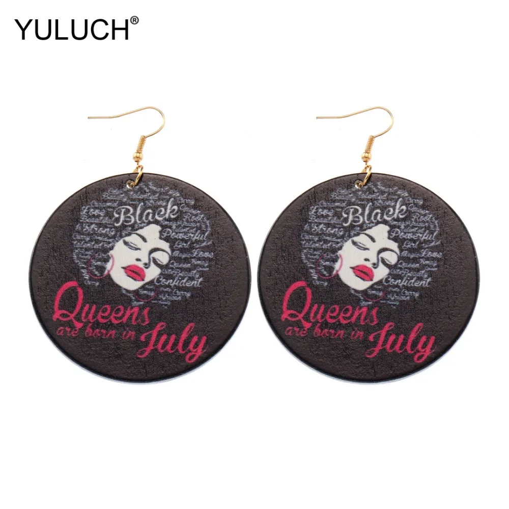 Большие круглые черные Разноцветные деревянные висячие серьги YULUCH в стиле бохо