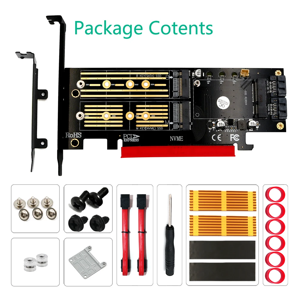 H1111Z добавить на карты M.2 NVME NGFF mSATA Riser PCIE to M2 адаптер с золотым M.2 радиатор SSD охлаждения PCI Express X4/X8/X16 Raiser