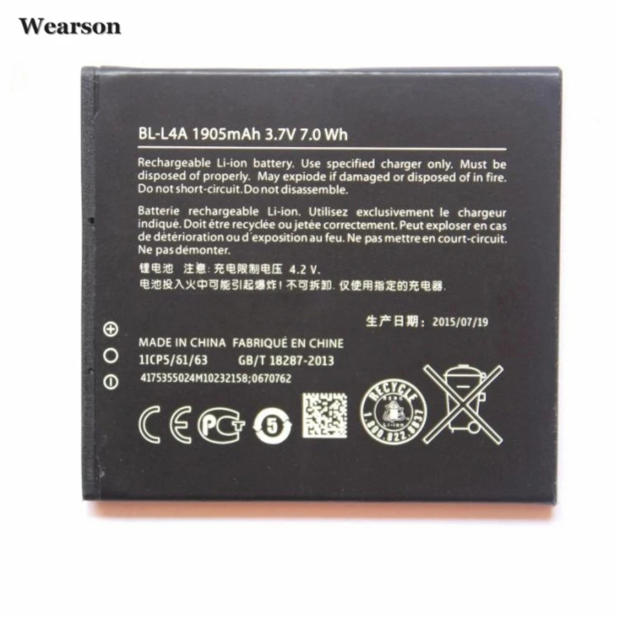 Wearson BL L4A Батарея для Nokia Lumia 830 535 RM984 N535 RM 1090 1089 BLL4A Bateria Batterie Batterij 1905 мАч|battery for|battery for