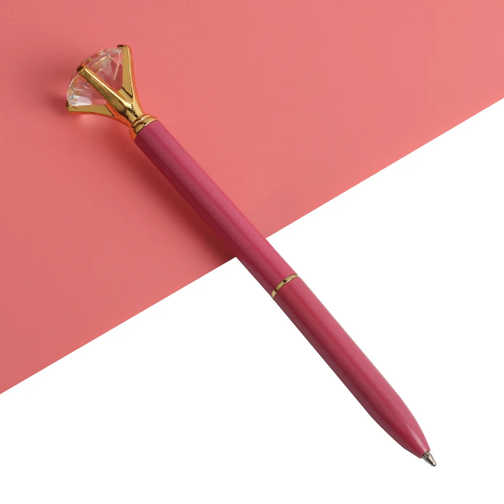 Rose Red Офисная Шариковая ручка Kawaii с большим бриллиантом, металлическая шариковая ручка с большим бриллиантом, канцелярские товары, волшебная ручка, модные школьные офисные принадлежности - Цвет: Rose Red