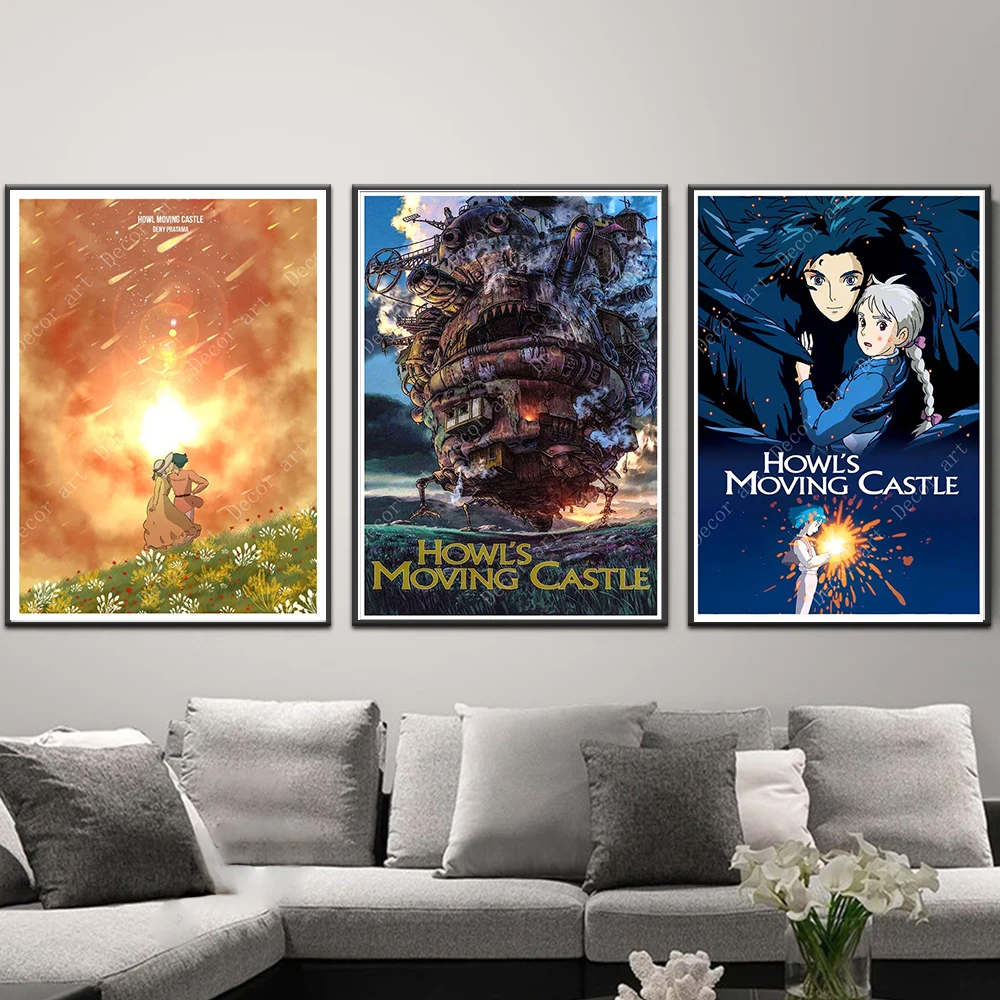 Howl's движущийся замок Япония Хаяо Миядзаки аниме холст живопись винтажные крафт