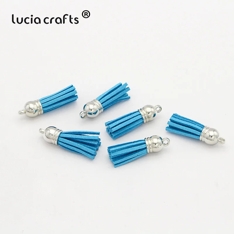 Color7 12pcs Lucia crafts 12 шт/24 шт замшевый брелок с кисточками на ремешке для мобильного телефона, ювелирные подвески, 4 см, Кожаные Кисточки с серебряными крышками I0103 - Цвет: Color7 12pcs
