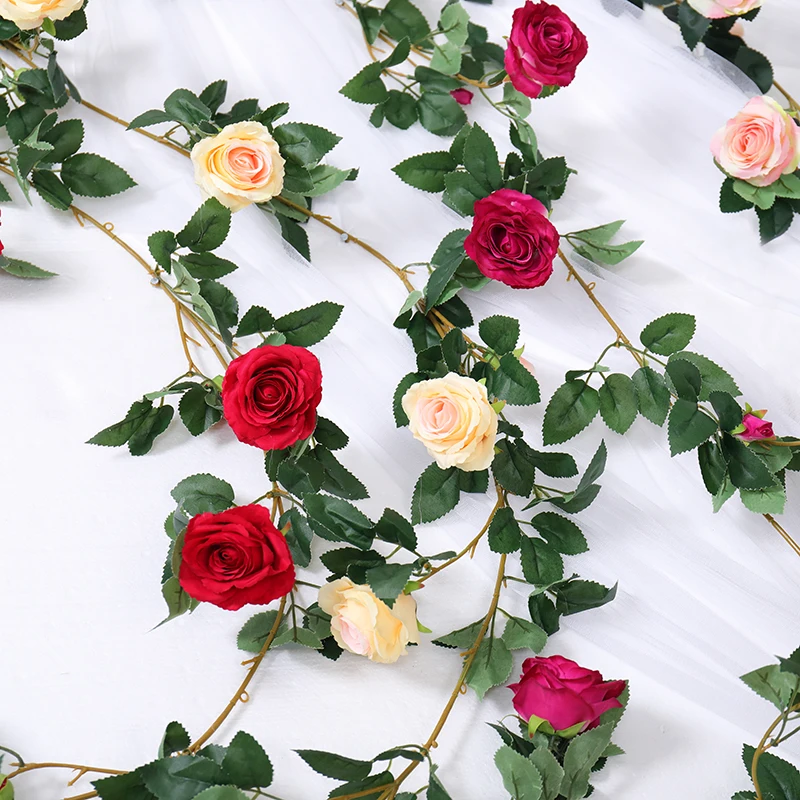 180 см гирлянды в виде искусственных цветов роза цветок Плющ лоза цветы стены