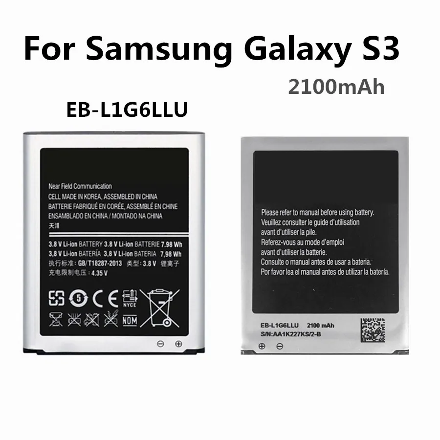 Аккумулятор для Samsung Galaxy S3 i9300 i9308 i747 i535 L710 T999 аккумуляторы телефона 2100 мАч с NFC |