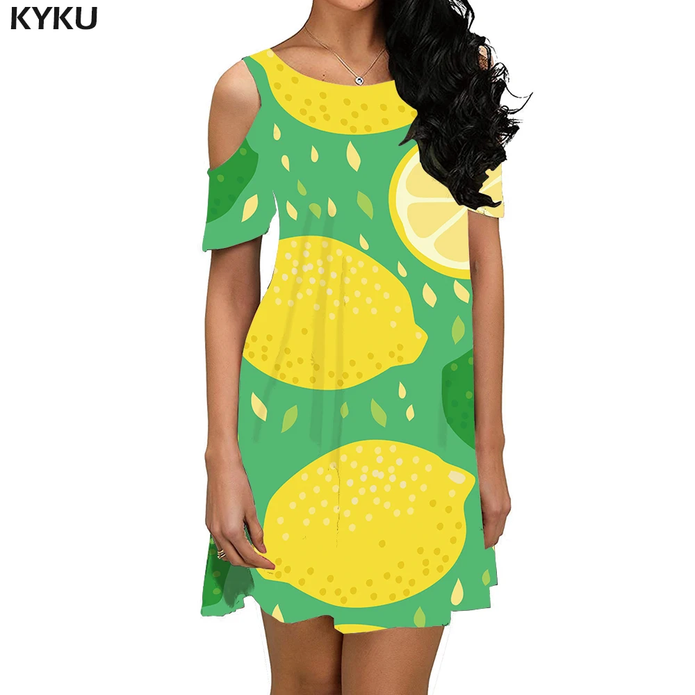 KYKU платье для музыки женщин Красочные Vestido сексуальный цветок пляж мультфильм