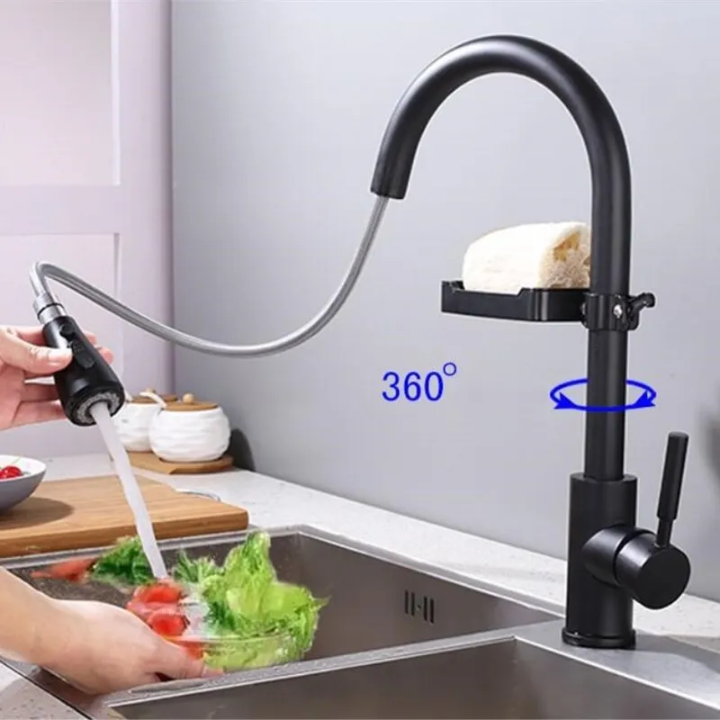 

Смеситель для кухни, черный смеситель для раковины с вращением на 360 градусов