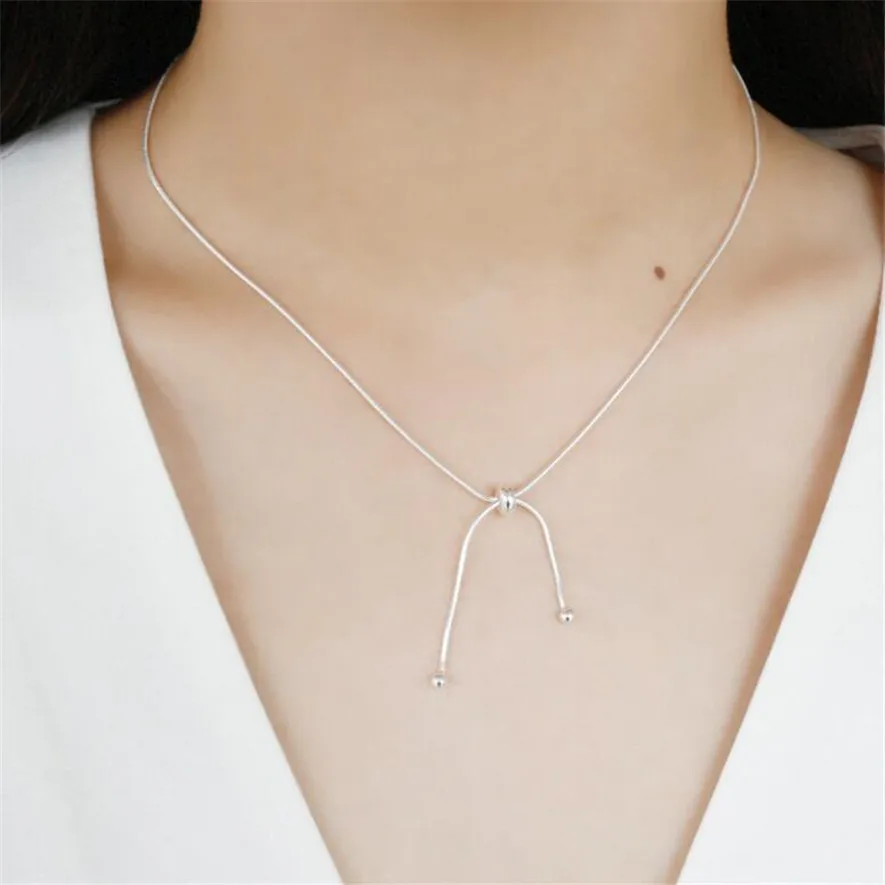 Стерлинговое Серебро 925 ожерелья для женщин оригинальность Personalit adjustablenecklace