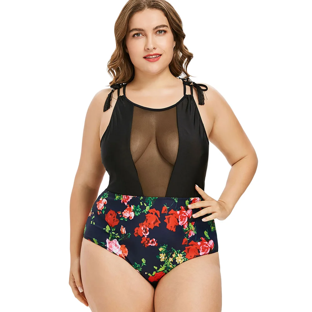 Wipalo размера плюс 5XL Женские костюмы с цветочным рисунком Летний Пляжный цельный