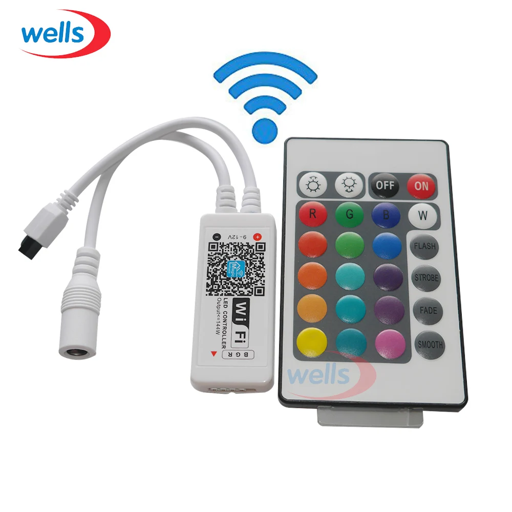 1pcs RGB / RGBW wifi Controller with 24key remote IOS/Android Mobile Phone wireless for 5050 RGB / RGBW LED Strip