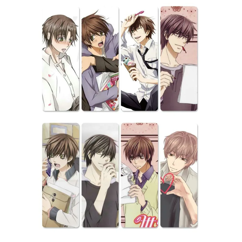 8 шт. Sekai ichi Hatsukoi аниме маркеры водонепроницаемый прозрачный ПВХ пластиковая Закладка красивые маркеры для книг подарок
