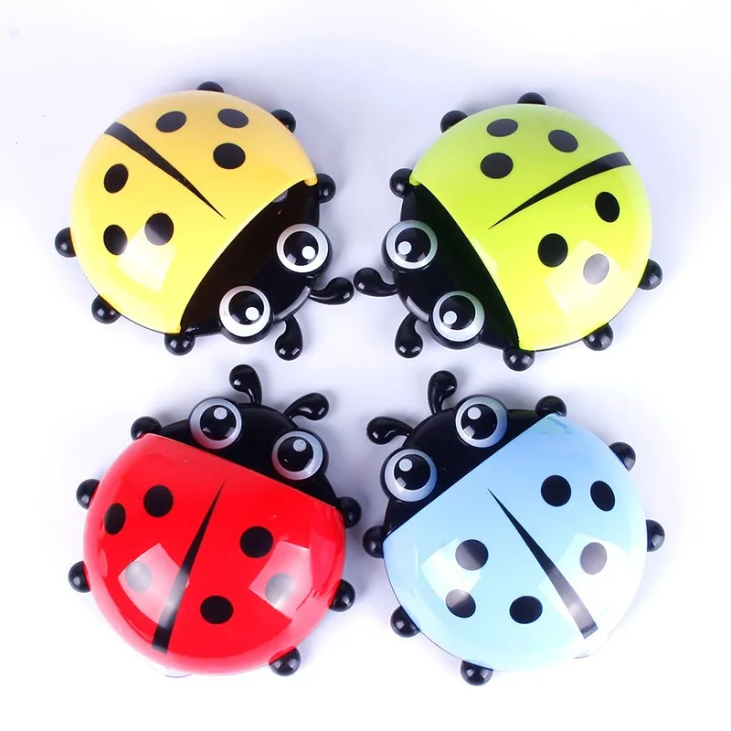 Держатель для зубных щёток на присосках с милыми Божьими коровками|bathroom rack|bathroom