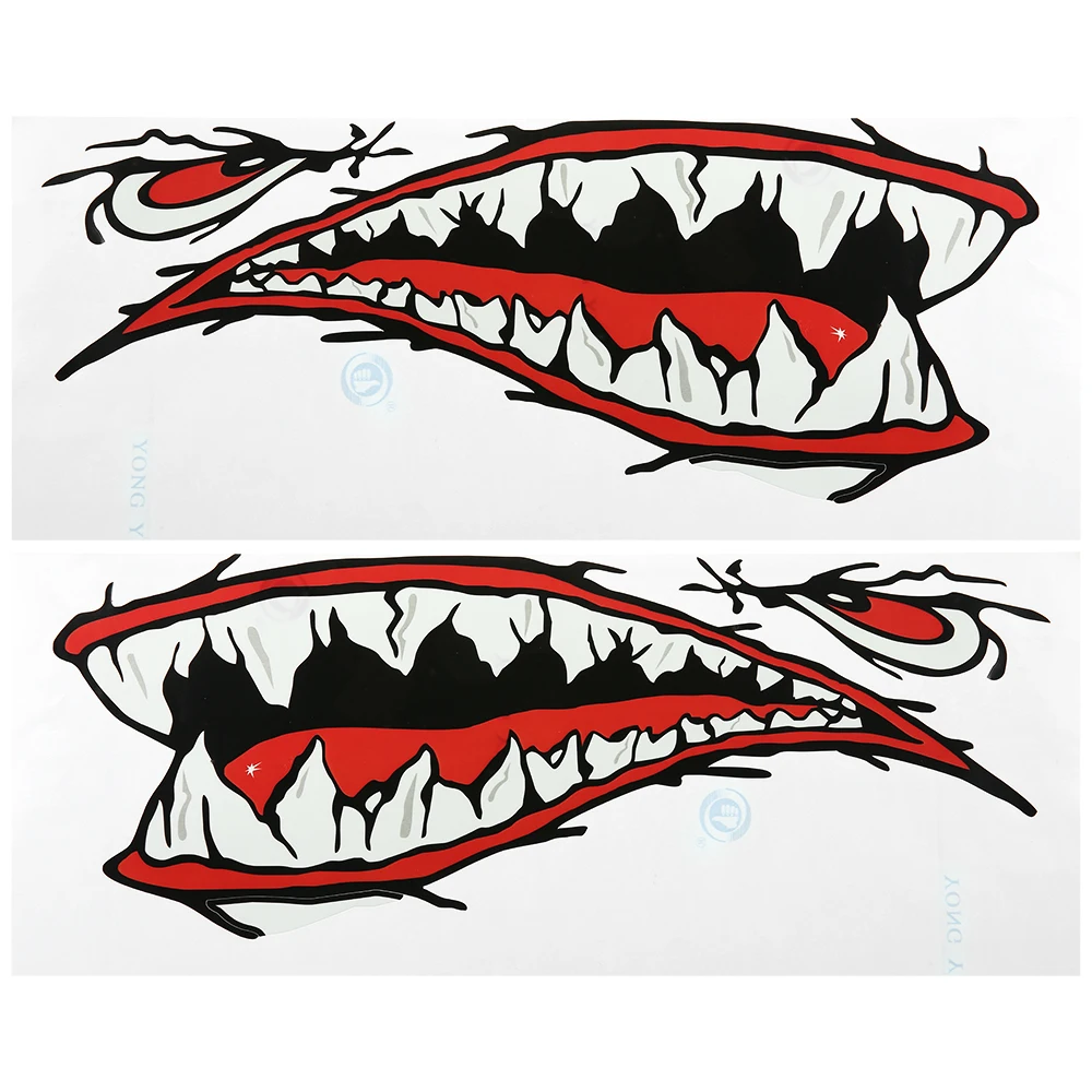 

Boat Car Sticker Creative Cartoon Decoration Stickers Waterproof Fish Teeth Mouth Stickers Kayak Boat Car Truck Outside Styling