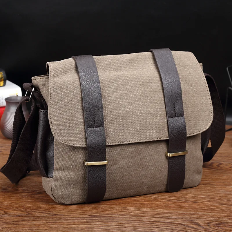 

2021 Casual Men's canvas shoulder bag Man Fashion Crossbody bags male Computer laptop Travel bag leisure Big Black messenger bag