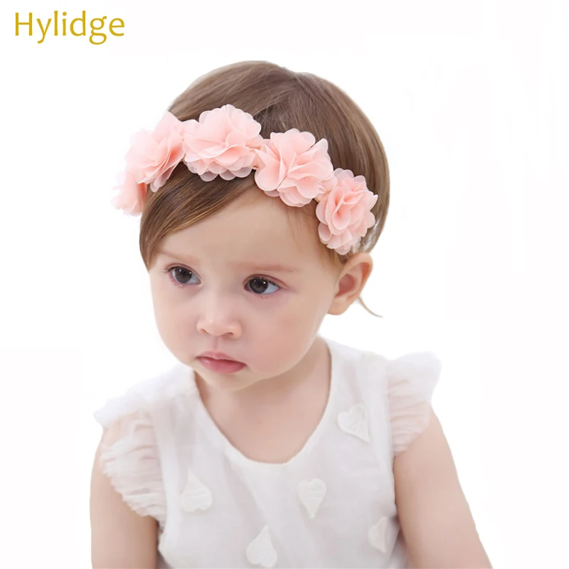 

Hylidge, белый, розовый цветок для девочек, фотография на сто дней, резинка для волос для детей 0-4 лет, аксессуары для волос