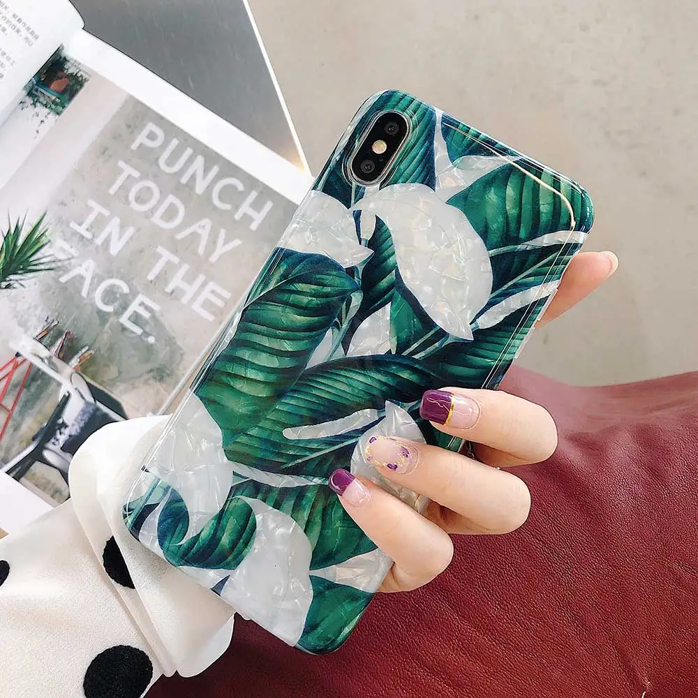 Чехол для телефона Boucho iphone XS MAX X XR Модный узор в виде раковины банановых листьев