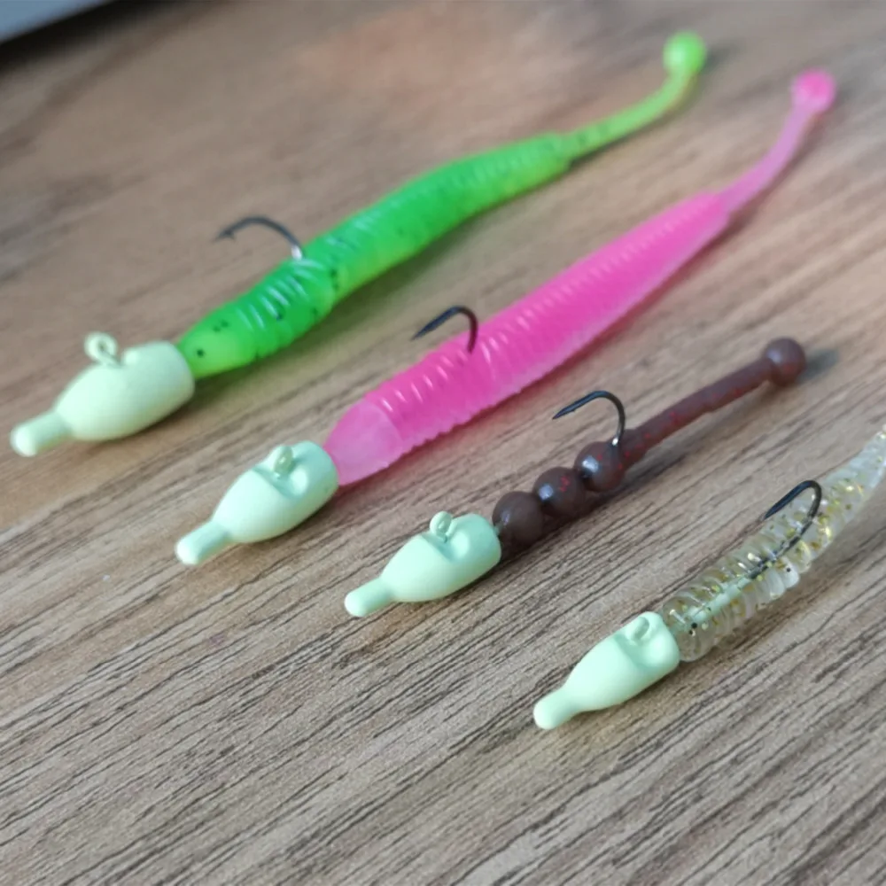 

SUNMILE 20pcs Luminous Fishing Lead Jig Head 1.4g 1.8g 2.6g 4g Barbed Hook Soft Lure Ice Jigging Hook Fishing Hooks