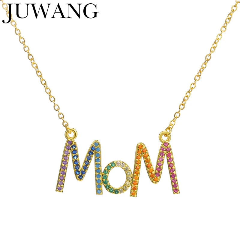

Zircon Necklace Mom Letter Mother Pendant Necklace for Women Luxury Charm Family Necklace of Mother's day Gift For Mom Jewelry