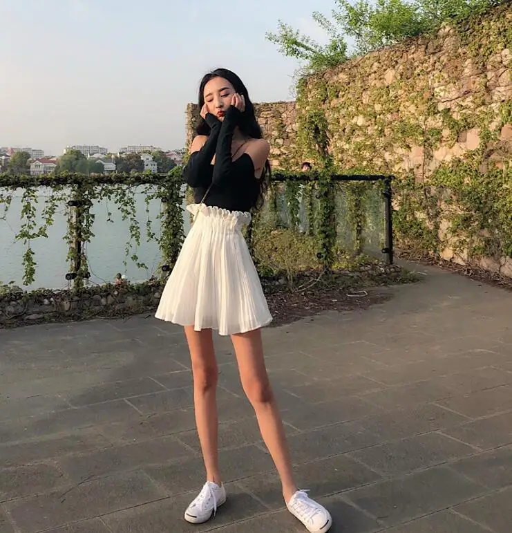 Женская плиссированная шифоновая юбка Винтажная летняя с высокой талией|Женские