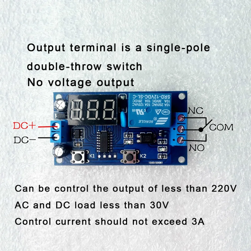 DC 12V Цифровой Дисплей Время релейный коммутационный модуль триггер время цикла