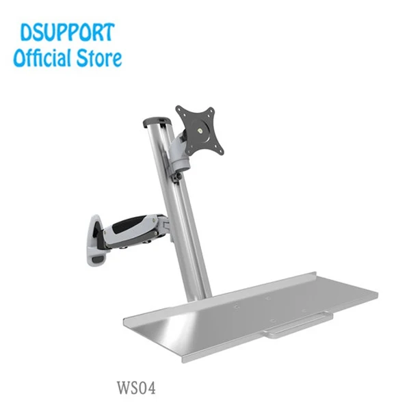 

Wall Mount Aluminum Sit-stand Monitor+Keyboard Holder Gas Spring Arm Ergonomic Full Motion 15-27 inch LCD Monitor Mount Bracket