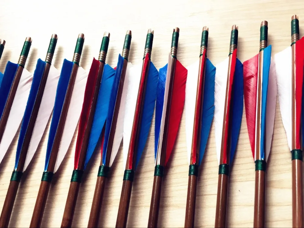 Новые 12PK бамбуковые стрелы ручной работы для длинный лук стрельбы охотники