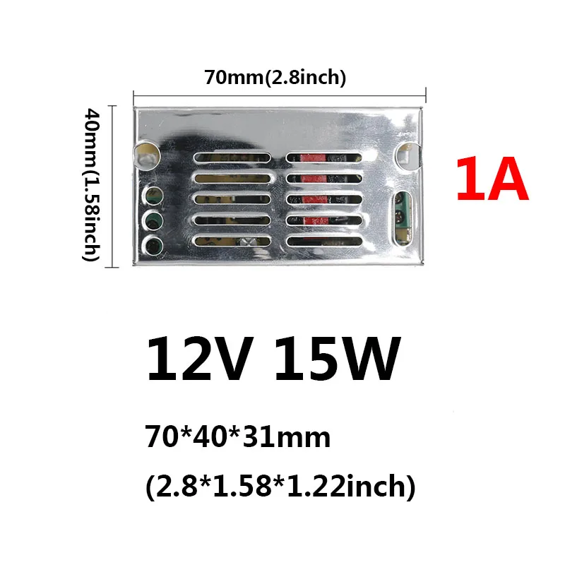 1A 15W 12V DC12V светодиодный Driver12W/15 Вт/24 Вт/25 Вт/36 Вт/60 Вт/80 Вт/100 Вт/120 Вт светодиодный s Питание постоянный ток Напряжение Управление светильник переменного тока трансформаторы - Цвет: 1A 15W 12V