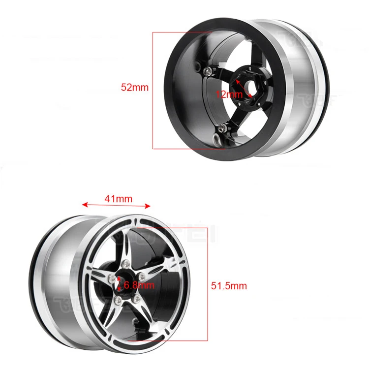 

1PC Metal Axial Wraith Yeti KM2 2.2 inches Wheel Hub Rim for RC Car Model Simulated Climbing Cars DIY Acc