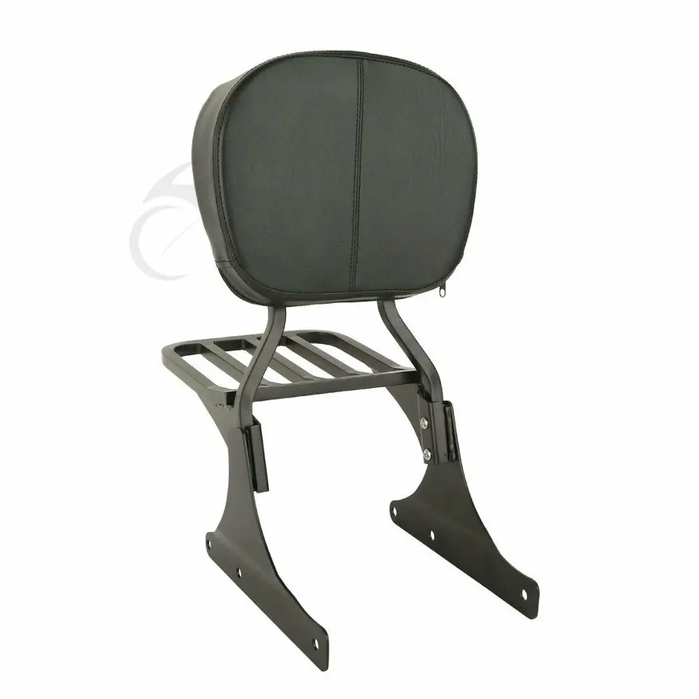 Черная/хромированная стойка для спинки и багажа Harley Heritage Softail Classic FLST FLSTC Spring Fat