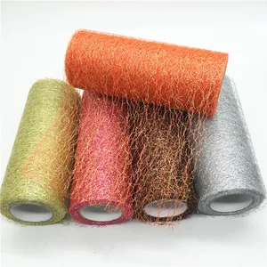 15 см * 10Y золото Серебристая проволока ткани скрученный Тюль Craft Свадебная вечеринка для художественного оформления ногтей, ручная работа прозрачная органза марли элемент Настольная дорожка