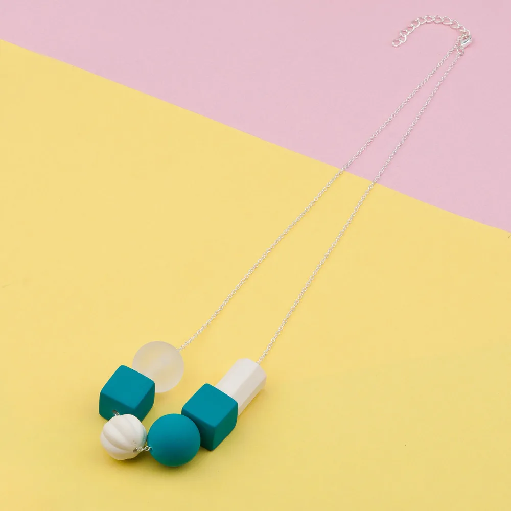 8 сезонов резиновая Jewelry геометрический Бусины Цепочки и ожерелья Bohemia сине белые