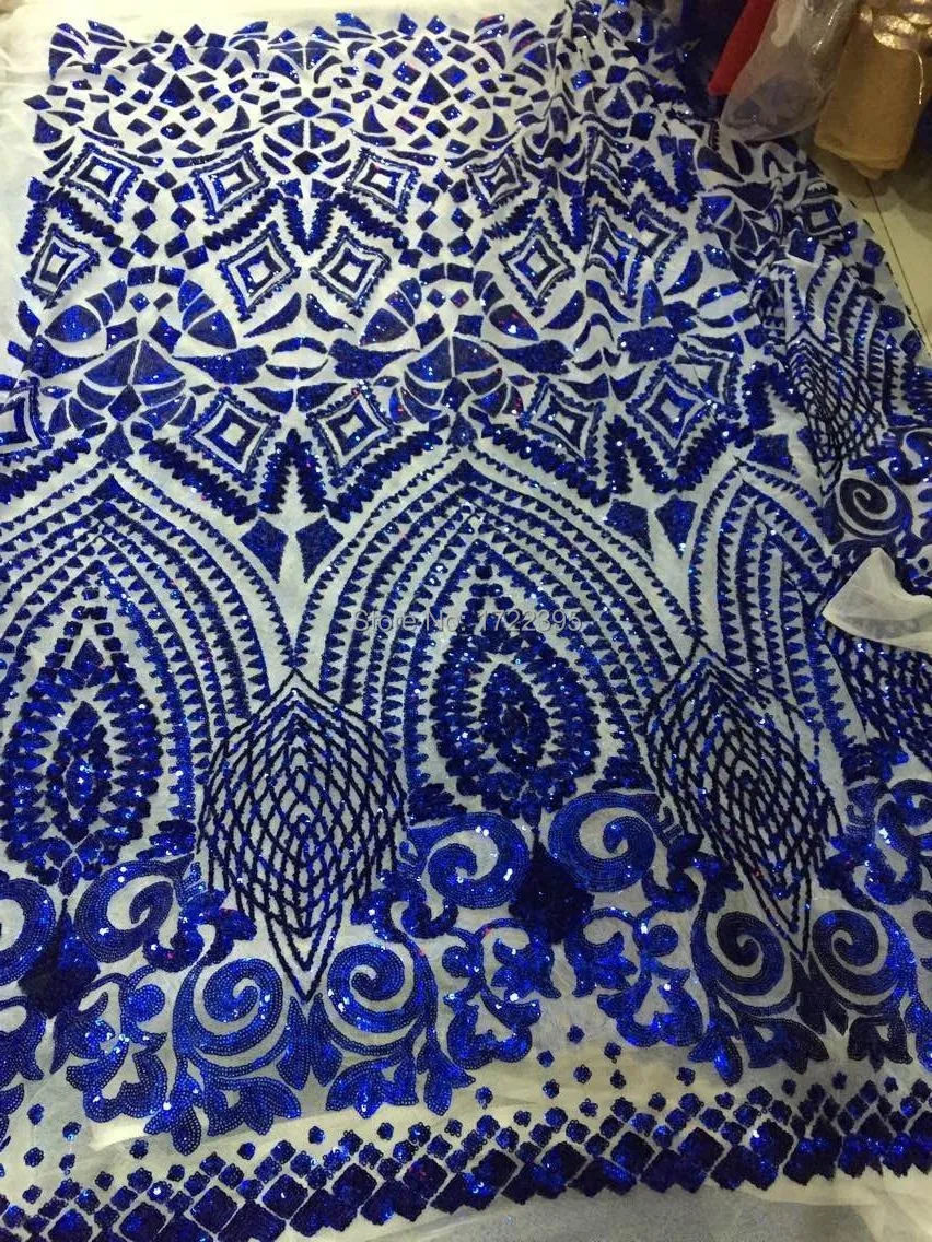 

120 см, ярко-голубая искусственная ткань, ткань с вышивкой, кружевная ткань для платьев, продажа тканей от lot H02