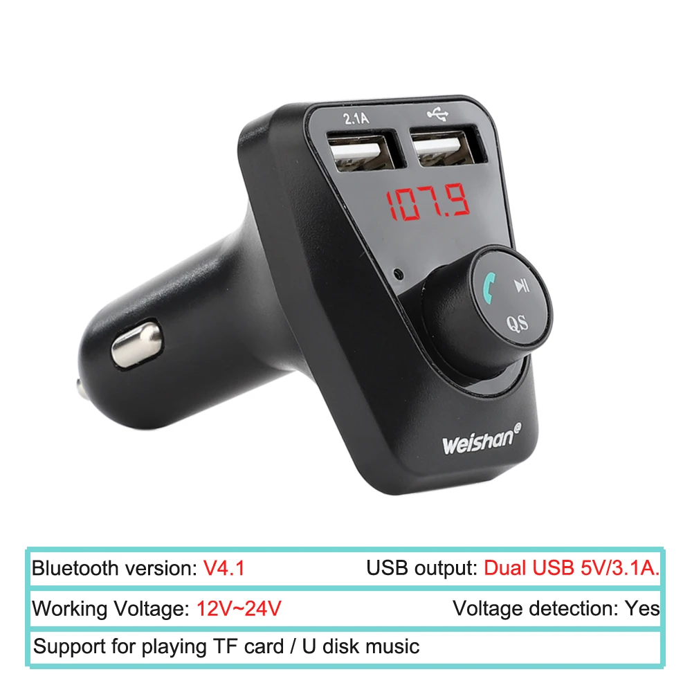 Weishan Hands Free беспроводной Bluetooth fm-передатчик TF AUX модулятор Автомобильный комплект