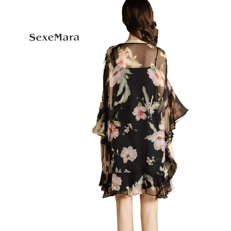 2017 The new fashion dresses Europe and the United States wind large size loose dress Lotus leaf print | Женская одежда