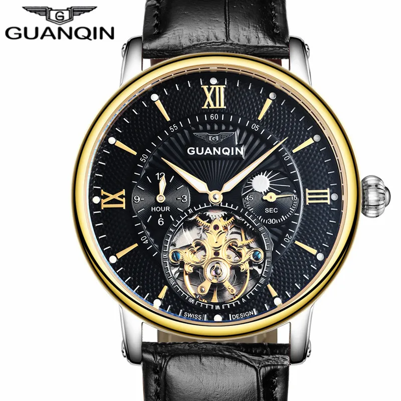 Relogio Masculino GUANQIN Tourbillon Мужские часы Лидирующий бренд роскошные золотые мужские