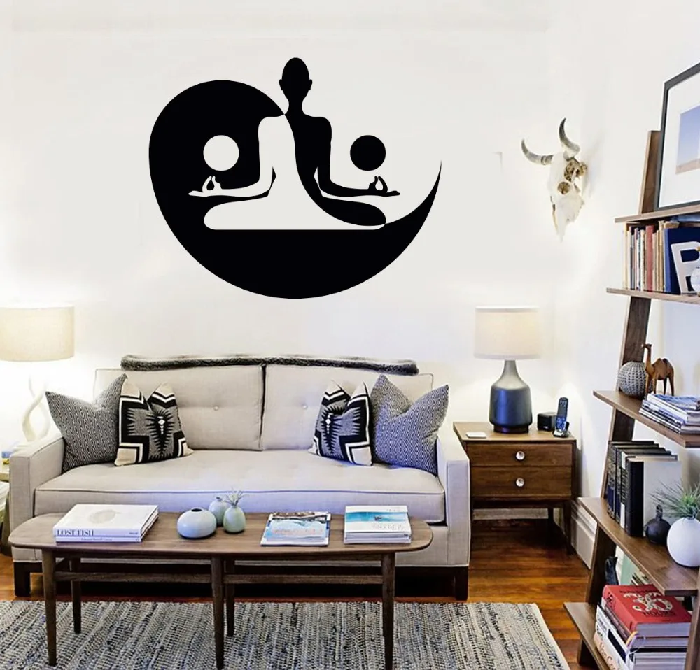 Съемные настенные Стикеры с узором Инь-Янь для йоги студии виниловые наклейки на