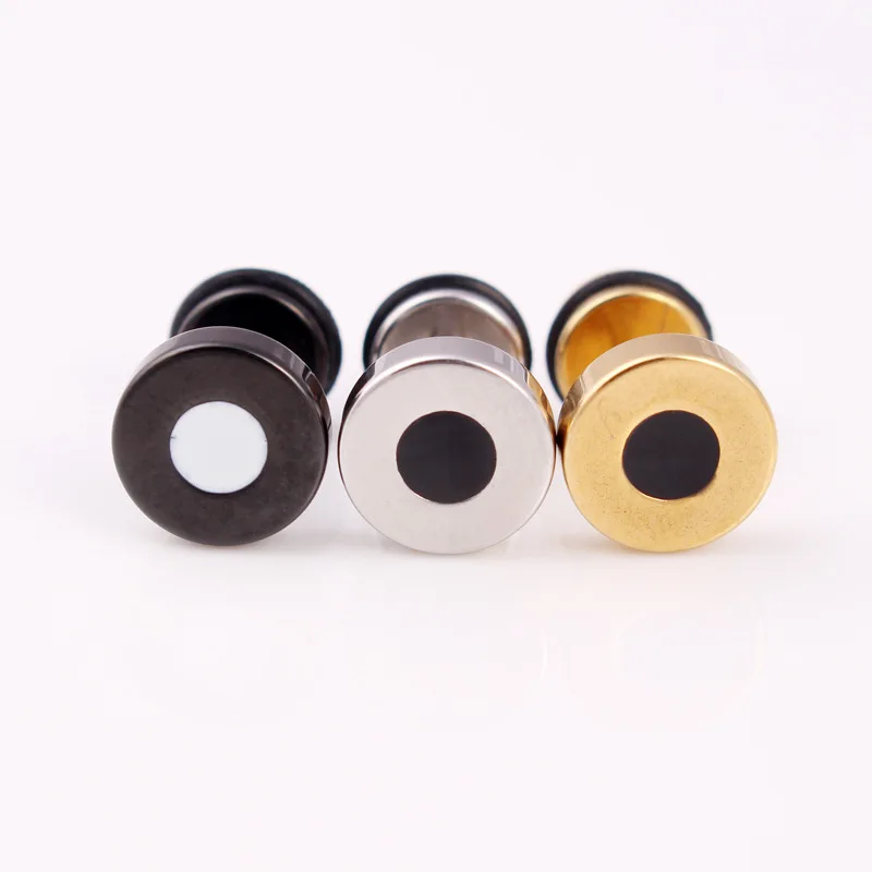 Мода круглый штангой Серьги гвоздики Панк Цвет серебристый золотой черный