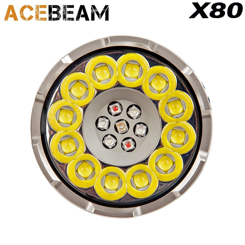 ACEBEAM X80 ручной фонарь 12 CREE XHP50.2 max 25000 люмен дальность луча прожектора 332 м факел +