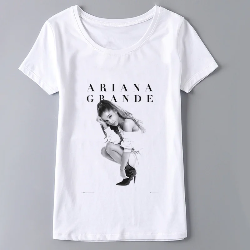 Белая футболка женская одежда повседневные летние топы Ariana Grande с коротким