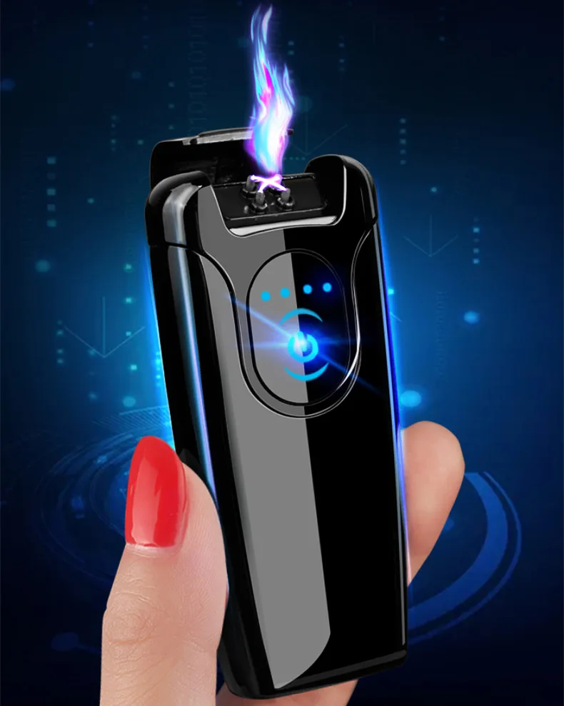 Двухимпульсная дуговая зажигалка, USB зарядка, электрические зажигалки для прикуривателя, Мужская Электронная зажигалка, подарок бойфренду