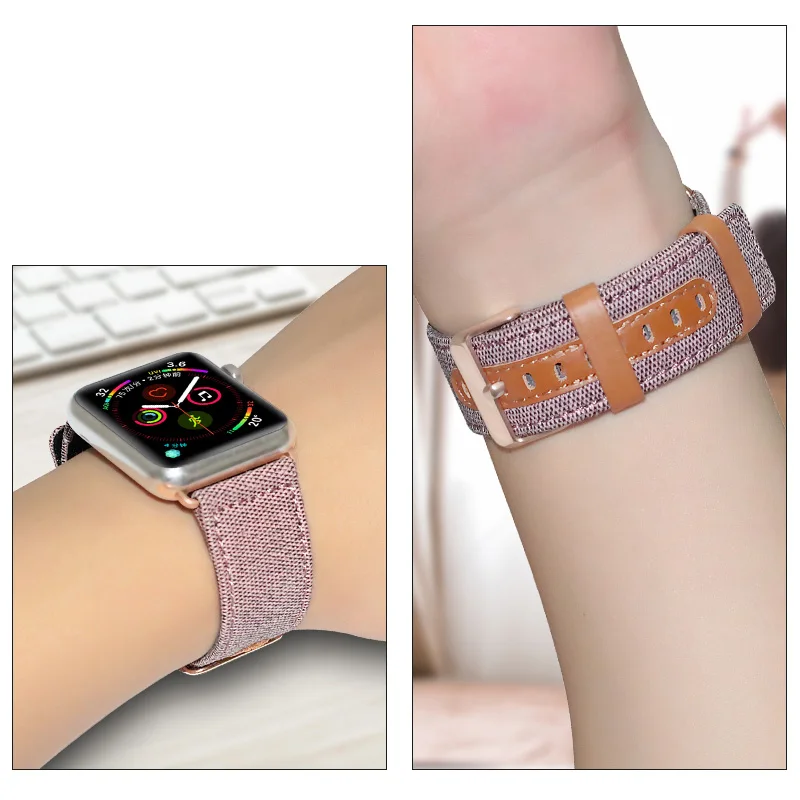 Ремешок для Apple Watch Series 4 3 2 1 ремешок для Iwatch 38 мм 42 мм браслет умные аксессуары наручные темно-синие джинсовые полосы