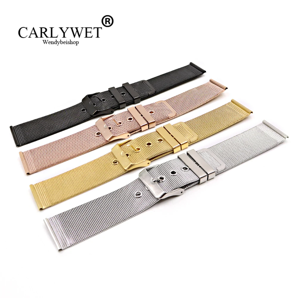 Ремешок CARLYWET из нержавеющей стали для наручных часов браслет с полированной