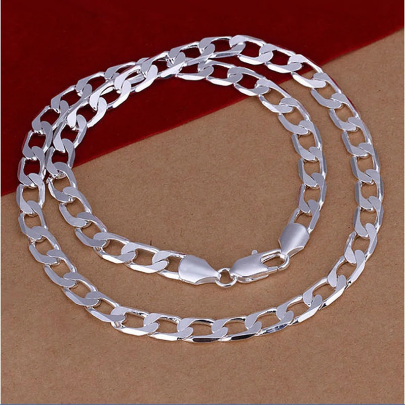Vogue Men Necklaces Fashionable Silver 8 MM Wide 20 Inches Link Chains Man Male Necklace Jewelry Boyfriends Party Gifts YNS06 | Украшения и