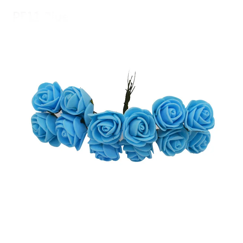 blue 72 шт., 2 см, искусственные Искусственные цветы из пенопласта, многоцветные розы, свадебные украшения, скрапбукинг, искусственные красивые цветы - Цвет: blue