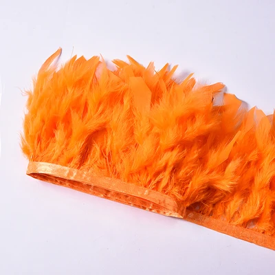 orange 10 метров, 10-15 см, индейка, перо, отделка, натуральное золото, желтое перо марабу, для рукоделия, лента, бахрома для юбки, свадебное украшение - Цвет: orange