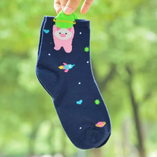 13 4 пары, Женские Короткие Носки с рисунком медведя, кролика, утки, Kawaii, теплые зимние хлопковые носки, милые женские повседневные носки, женские носки - Цвет: 13