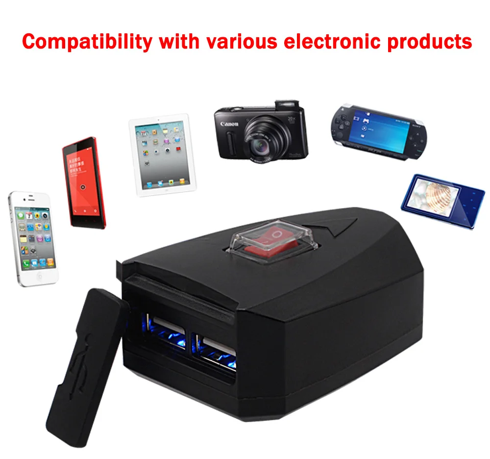 10 V-80 V мотоциклов 2.4A Dual USB Водонепроницаемый Мощность Зарядное устройство ручка скутера прикуриватель адаптер Мото Аксессуары
