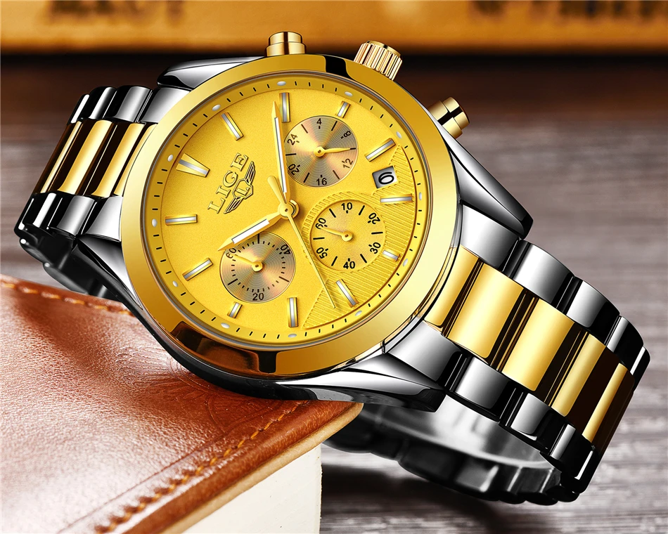 Montre Homme Часы для мужчин люксовый бренд LIGE Хронограф Мужские спортивные часы водонепроницаемые полностью Стальные кварцевые мужские часы Relogio Masculino