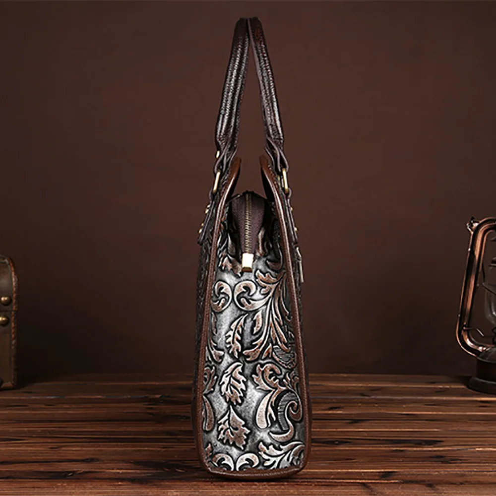 Винтажная трендовая женская сумка тоут из натуральной кожи повседневный