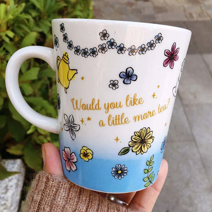 Ceramic 320ML cartoon mermaid coffee mugs cup with spoon lovely Minnie cups princess Alice milk water lovers mug nice gift | Дом и сад
